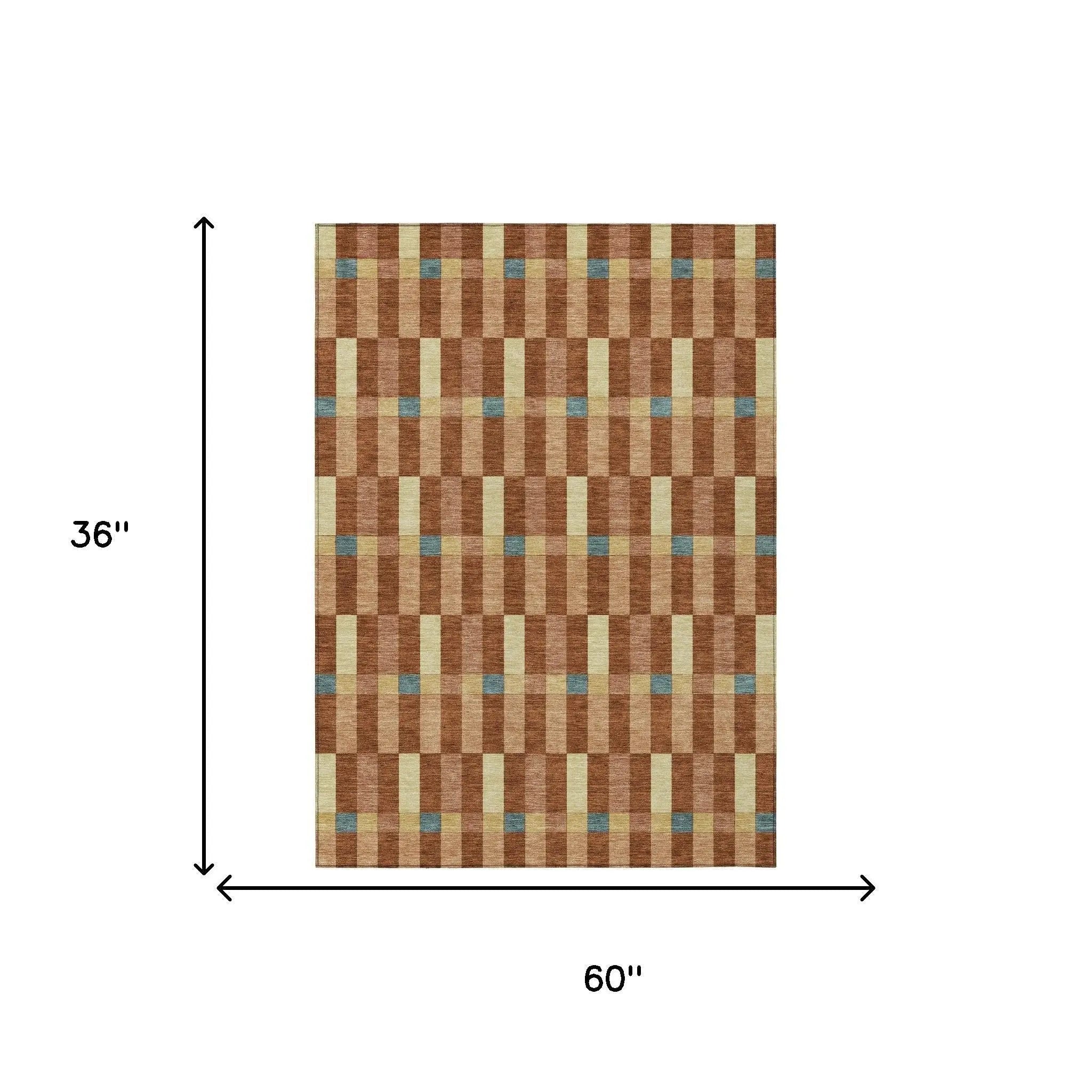 3' X 5' Orange And Teal Blue Geometric Washable Indoor Outdoor Area Rug Homeroots Outdoor