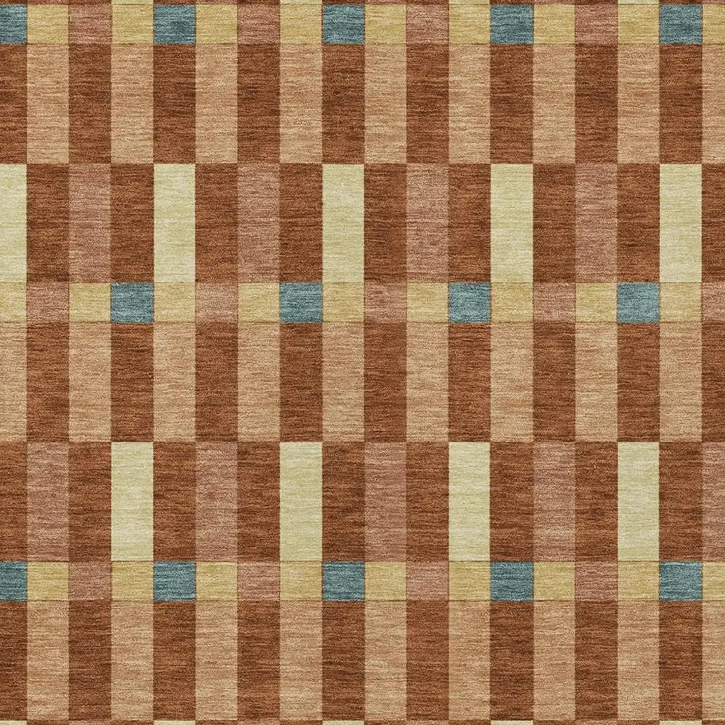 3' X 5' Orange And Teal Blue Geometric Washable Indoor Outdoor Area Rug Homeroots Outdoor
