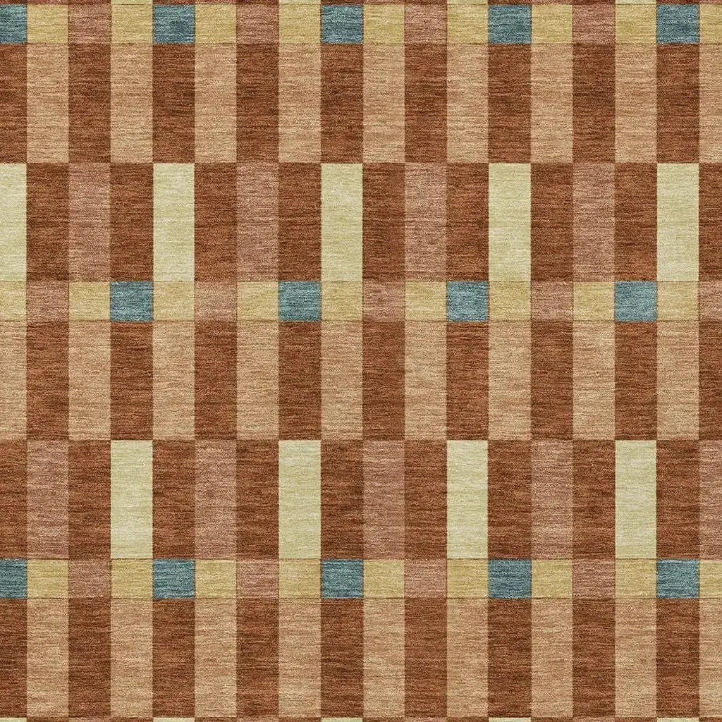 3' X 5' Orange And Teal Blue Geometric Washable Indoor Outdoor Area Rug Homeroots Outdoor