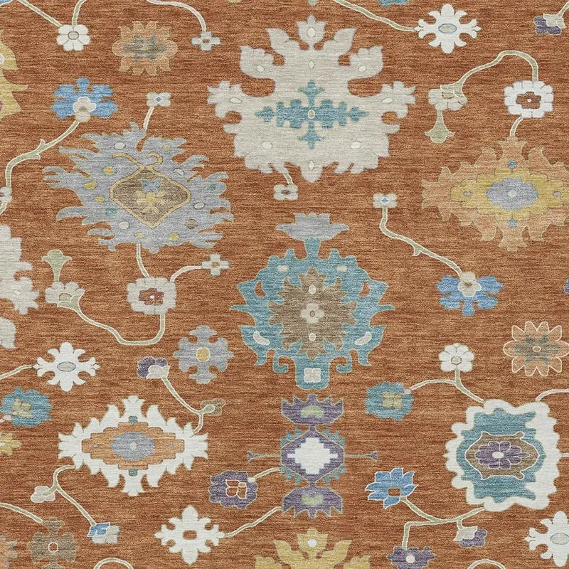 3' X 5' Orange And Teal Blue Oriental Washable Indoor Outdoor Area Rug Homeroots Outdoor