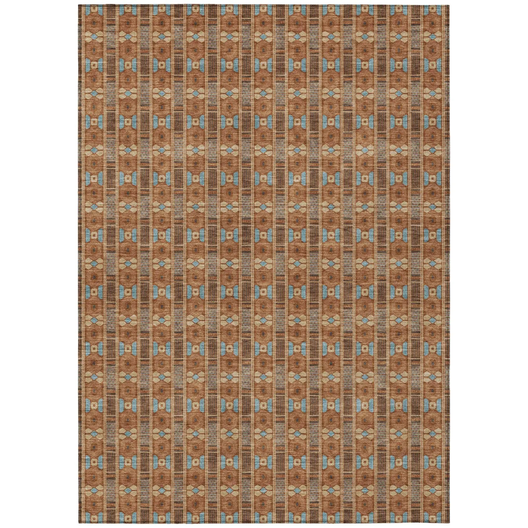 3' X 5' Orange And Teal Blue Striped Washable Indoor Outdoor Area Rug Homeroots Outdoor