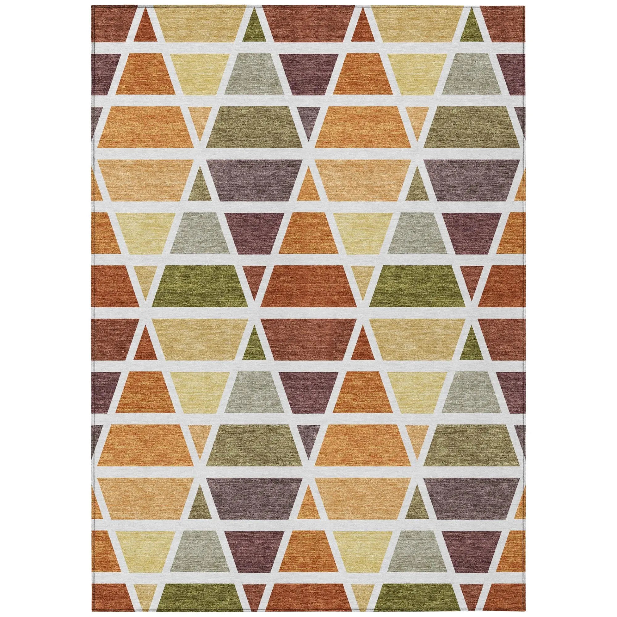 3' X 5' Orange And White Geometric Washable Indoor Outdoor Area Rug Homeroots Outdoor