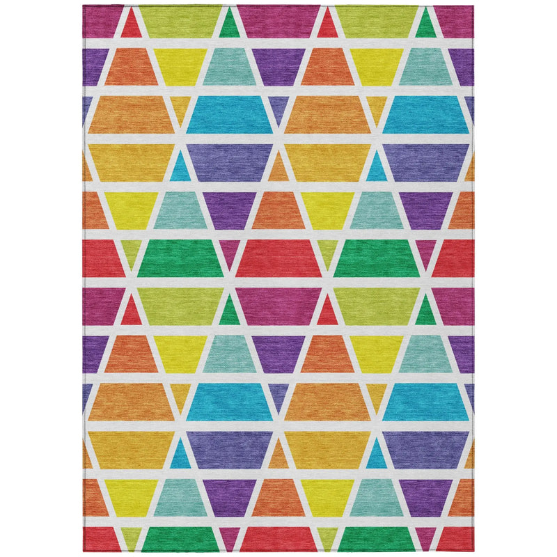 3' X 5' Orange And White Geometric Washable Indoor Outdoor Area Rug Homeroots Outdoor