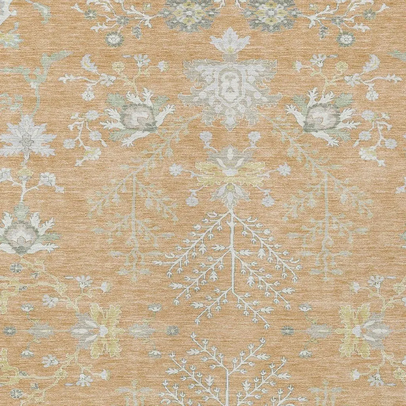 3' X 5' Peach And Ivory Oriental Washable Indoor Outdoor Area Rug Homeroots Outdoor