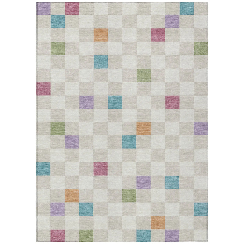 3' X 5' Pearl And Ivory Geometric Washable Indoor Outdoor Area Rug Homeroots Outdoor