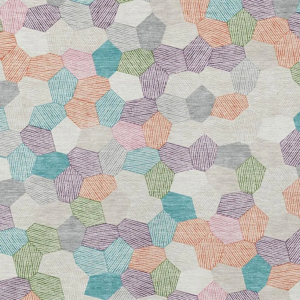 3' X 5' Pearl And Ivory Geometric Washable Indoor Outdoor Area Rug Homeroots Outdoor
