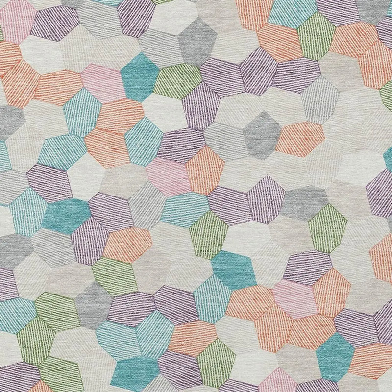 3' X 5' Pearl And Ivory Geometric Washable Indoor Outdoor Area Rug Homeroots Outdoor
