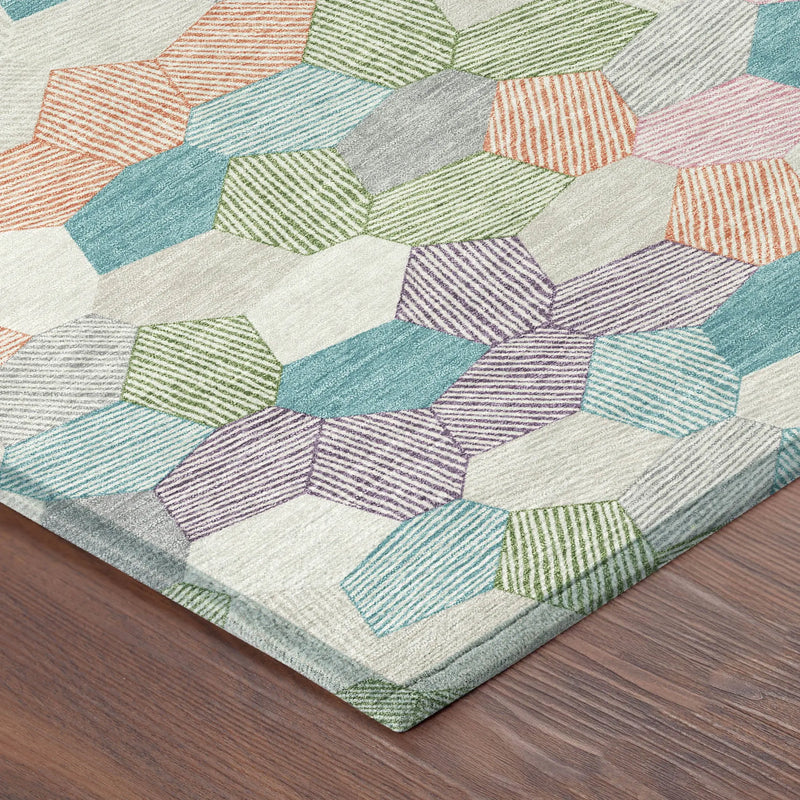 3' X 5' Pearl And Ivory Geometric Washable Indoor Outdoor Area Rug Homeroots Outdoor