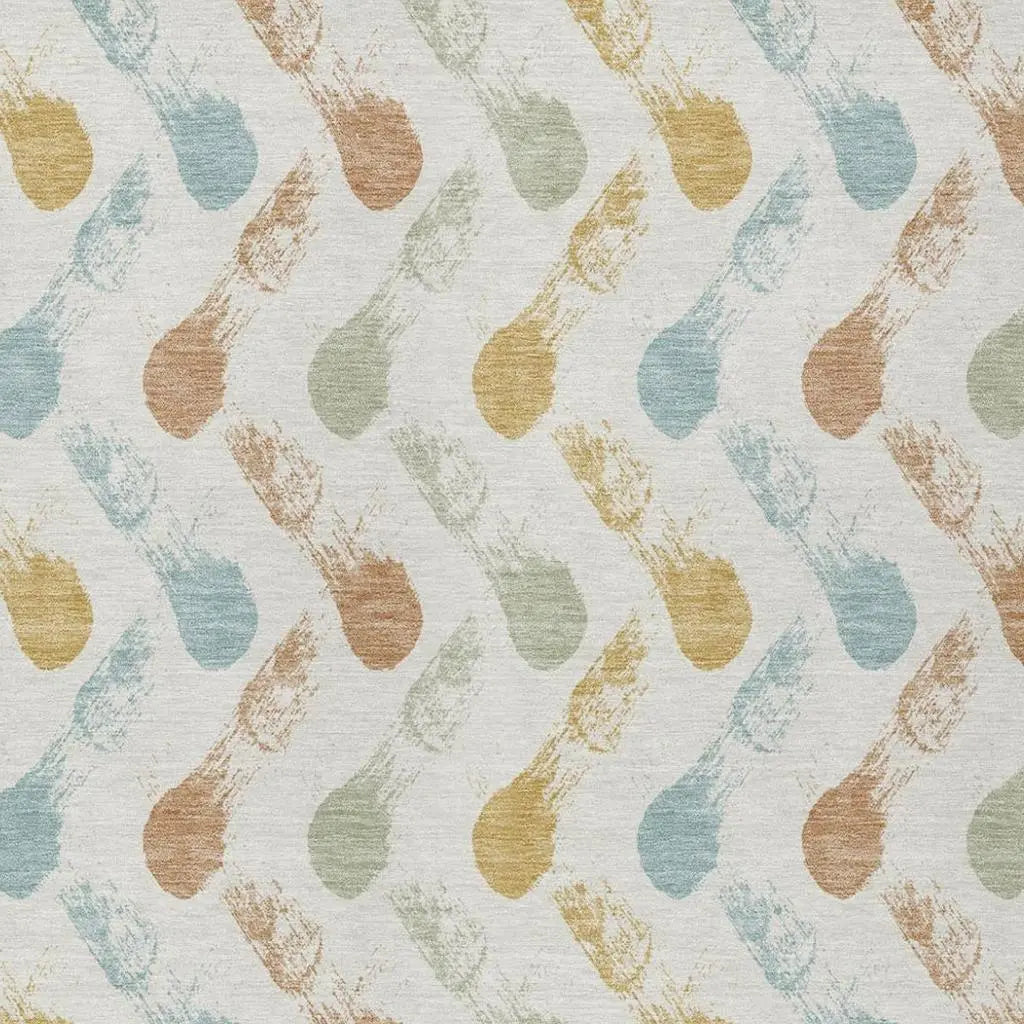3' X 5' Pearl And Ivory Geometric Washable Indoor Outdoor Area Rug Homeroots Outdoor