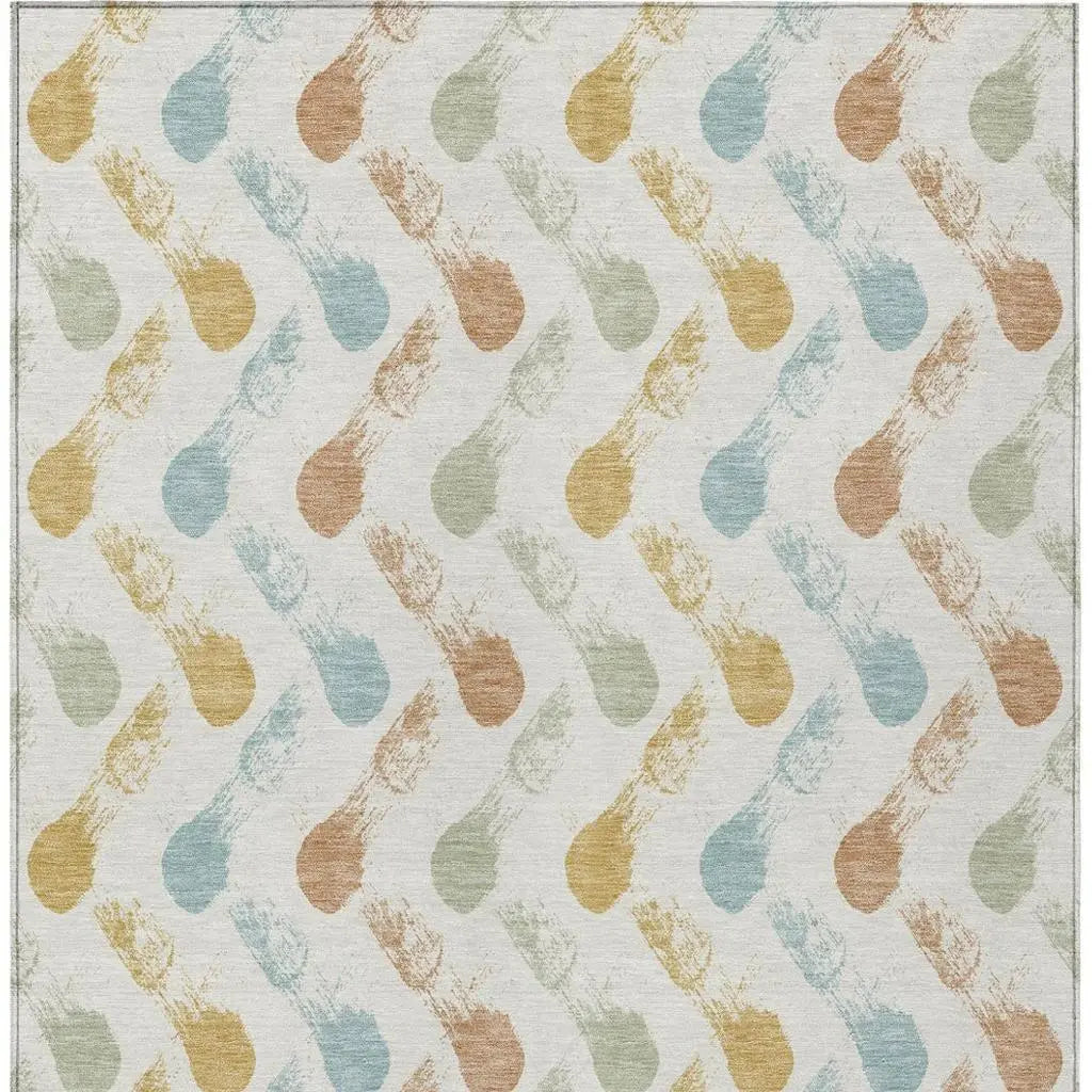 3' X 5' Pearl And Ivory Geometric Washable Indoor Outdoor Area Rug Homeroots Outdoor