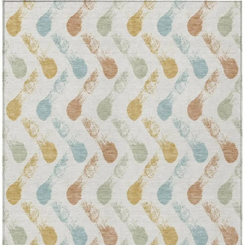 3' X 5' Pearl And Ivory Geometric Washable Indoor Outdoor Area Rug Homeroots Outdoor