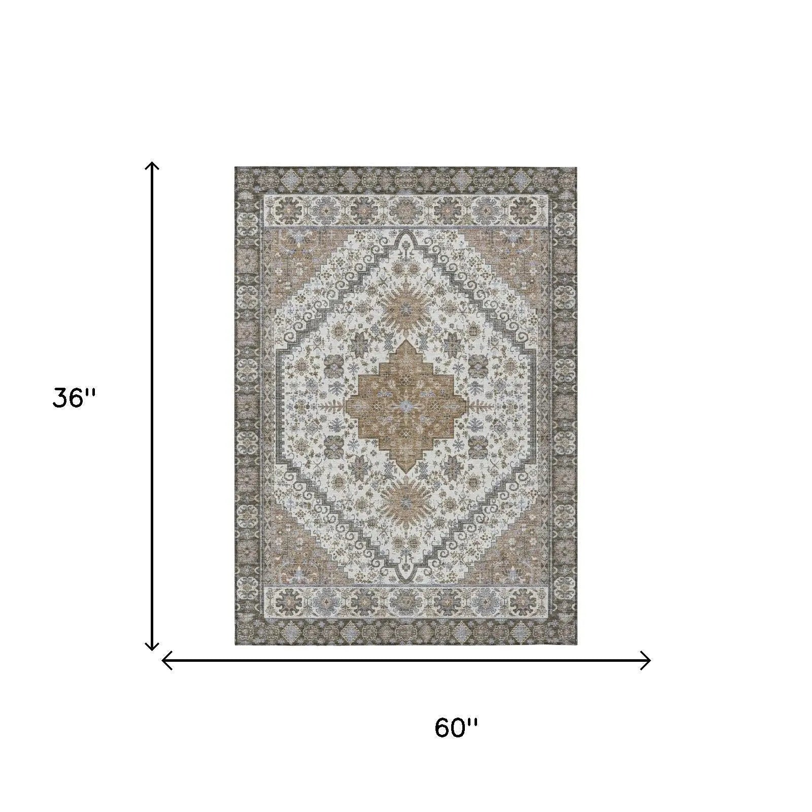 3' X 5' Pearl And Ivory Oriental Washable Indoor Outdoor Area Rug Homeroots Outdoor