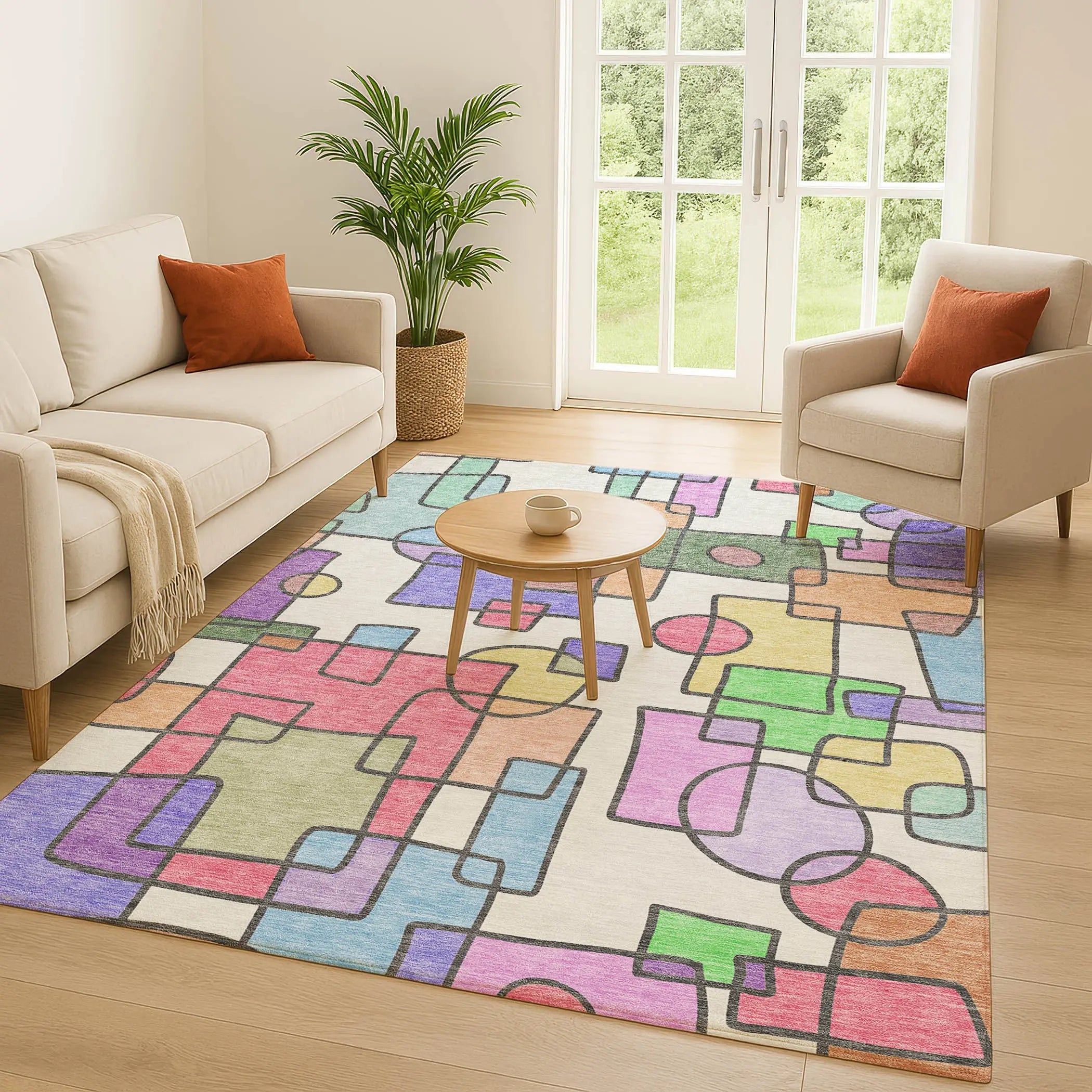 3' X 5' Pearl And Pink Geometric Washable Indoor Outdoor Area Rug Homeroots Outdoor