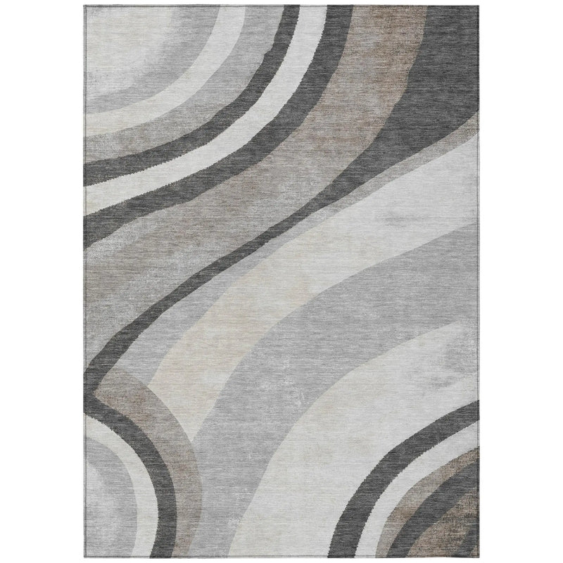 3' X 5' Pewter And Gray Abstract Washable Indoor Outdoor Area Rug Homeroots Outdoor