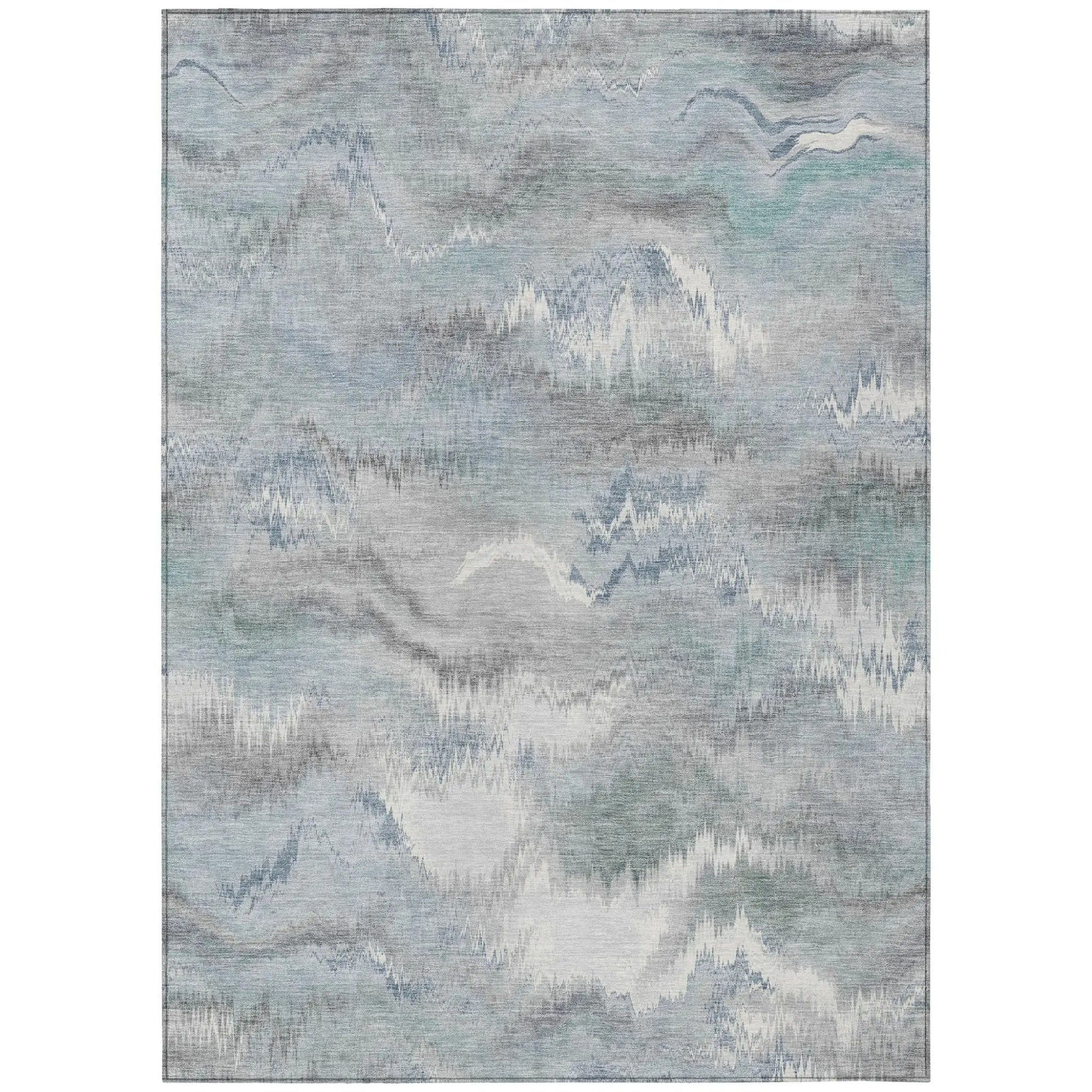 3' X 5' Pewter And Gray Abstract Washable Indoor Outdoor Area Rug Homeroots Outdoor