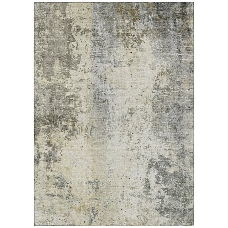 3' X 5' Pewter And Gray Abstract Washable Indoor Outdoor Area Rug Homeroots Outdoor