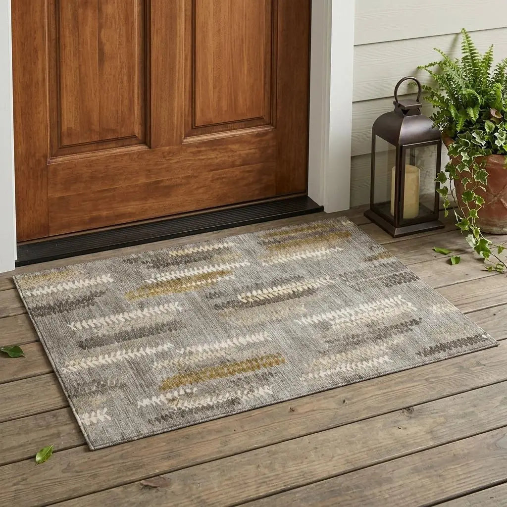 3' X 5' Pewter And Gray Abstract Washable Indoor Outdoor Area Rug Homeroots Outdoor