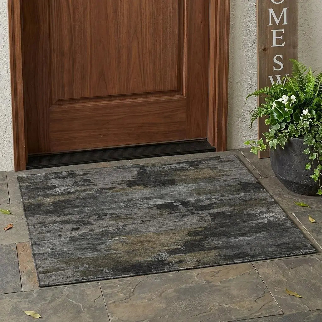 3' X 5' Pewter And Gray Abstract Washable Indoor Outdoor Area Rug Homeroots Outdoor