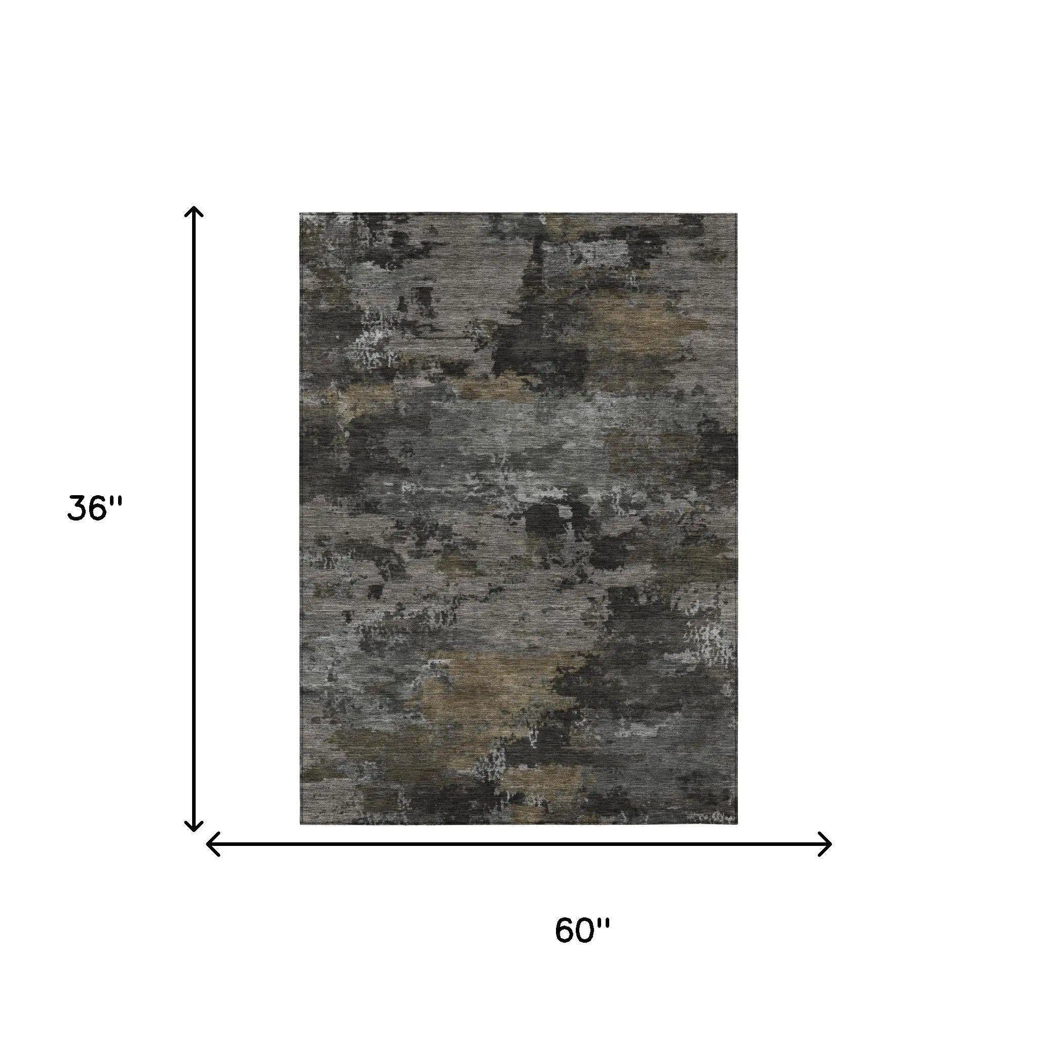 3' X 5' Pewter And Gray Abstract Washable Indoor Outdoor Area Rug Homeroots Outdoor