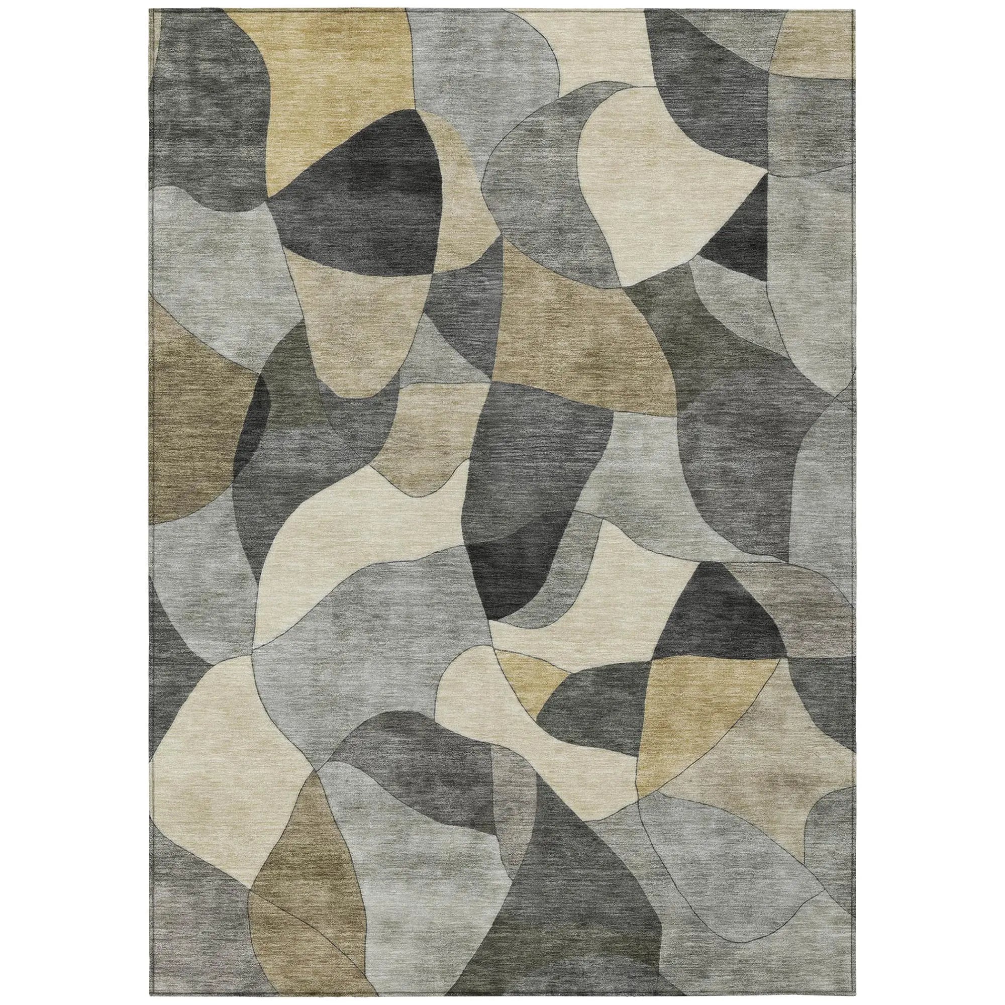 3' X 5' Pewter And Gray Abstract Washable Indoor Outdoor Area Rug Homeroots Outdoor