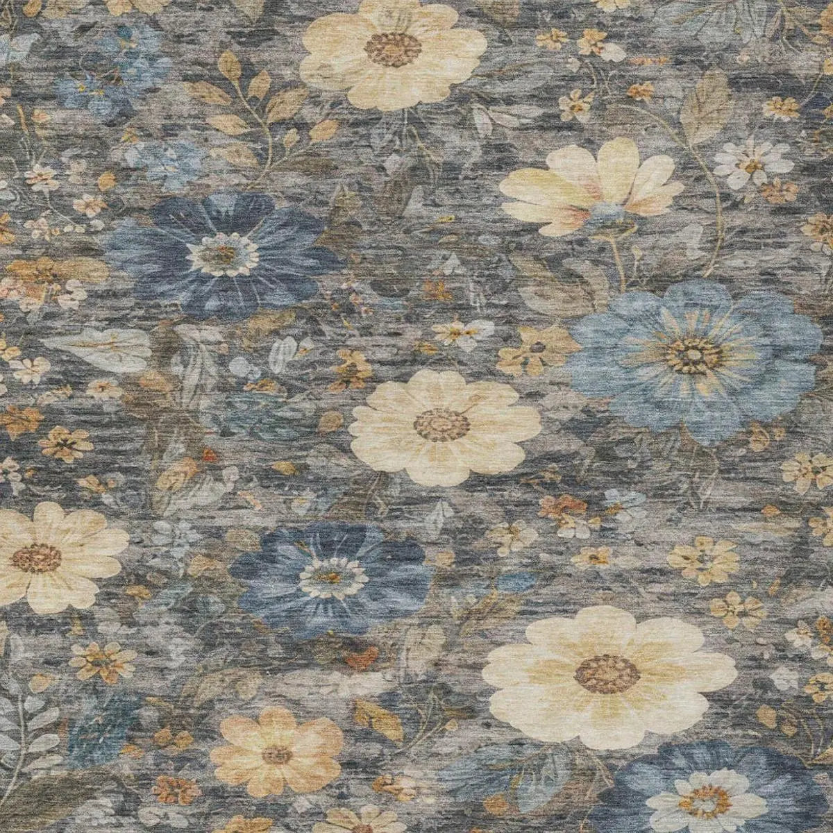 3' X 5' Pewter And Gray Floral Washable Indoor Outdoor Area Rug Homeroots Outdoor