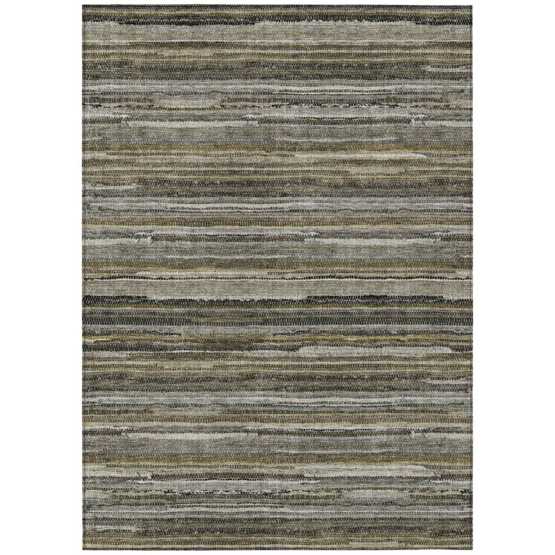 3' X 5' Pewter And Gray Striped Washable Indoor Outdoor Area Rug Homeroots Outdoor