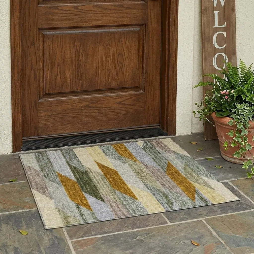 3' X 5' Pewter And Gray Striped Washable Indoor Outdoor Area Rug Homeroots Outdoor