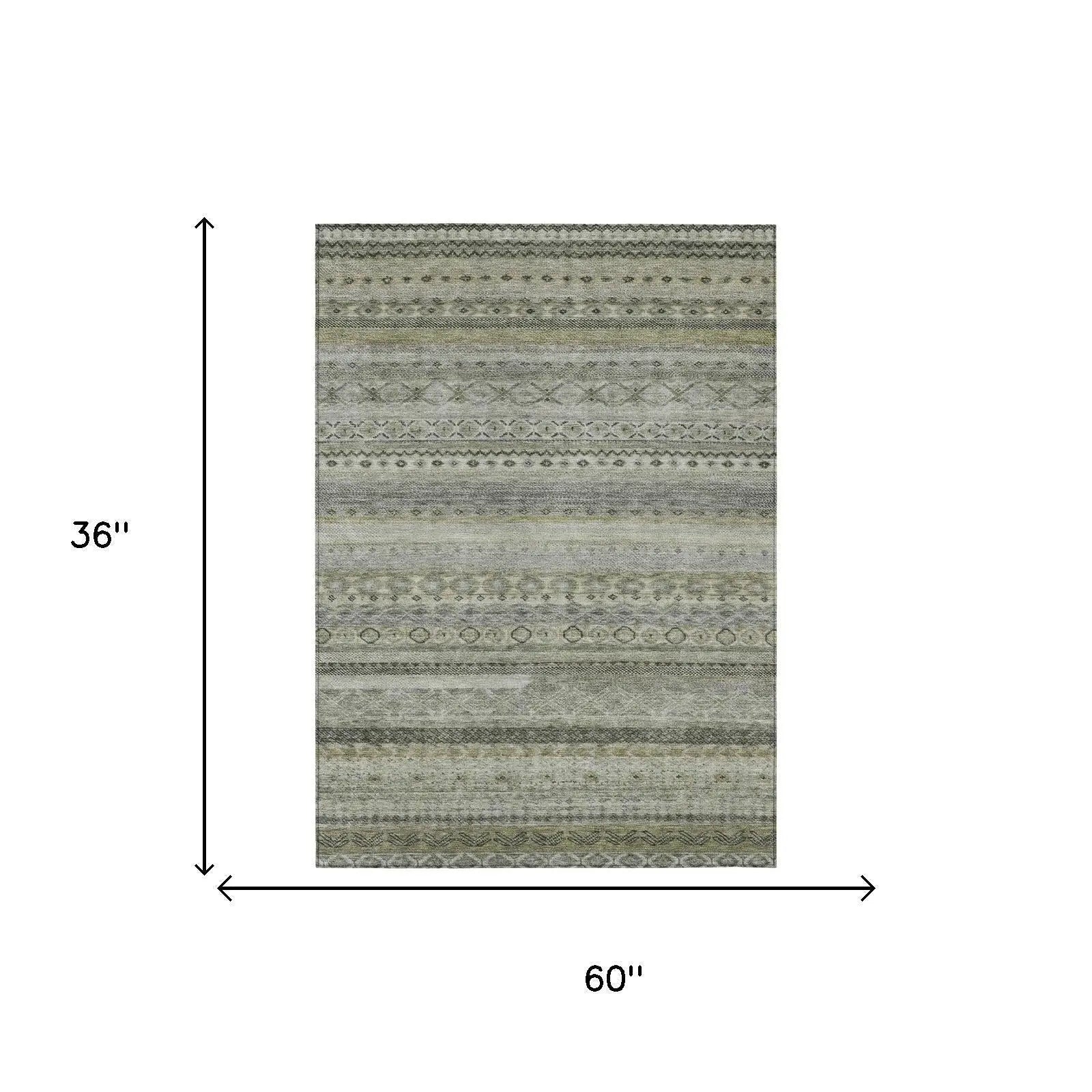 3' X 5' Pewter And Gray Striped Washable Indoor Outdoor Area Rug Homeroots Outdoor