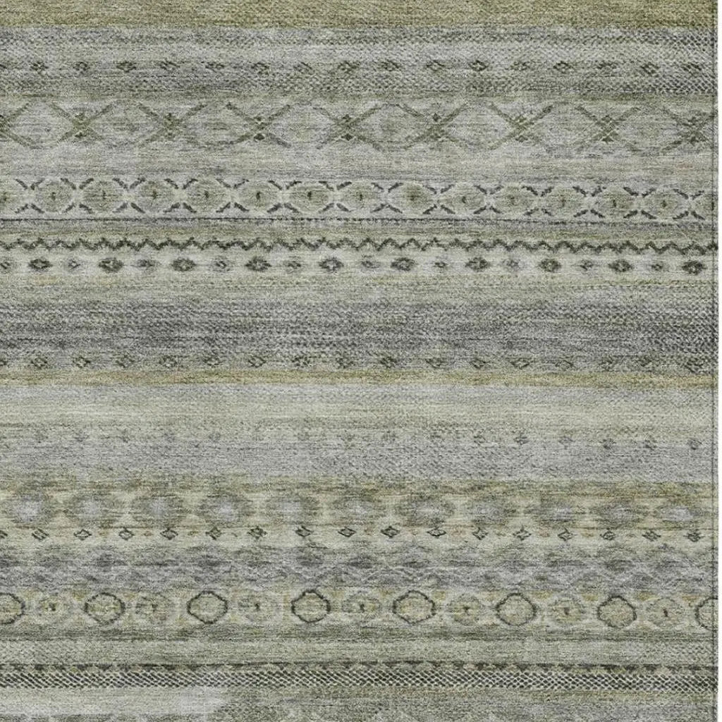 3' X 5' Pewter And Gray Striped Washable Indoor Outdoor Area Rug Homeroots Outdoor