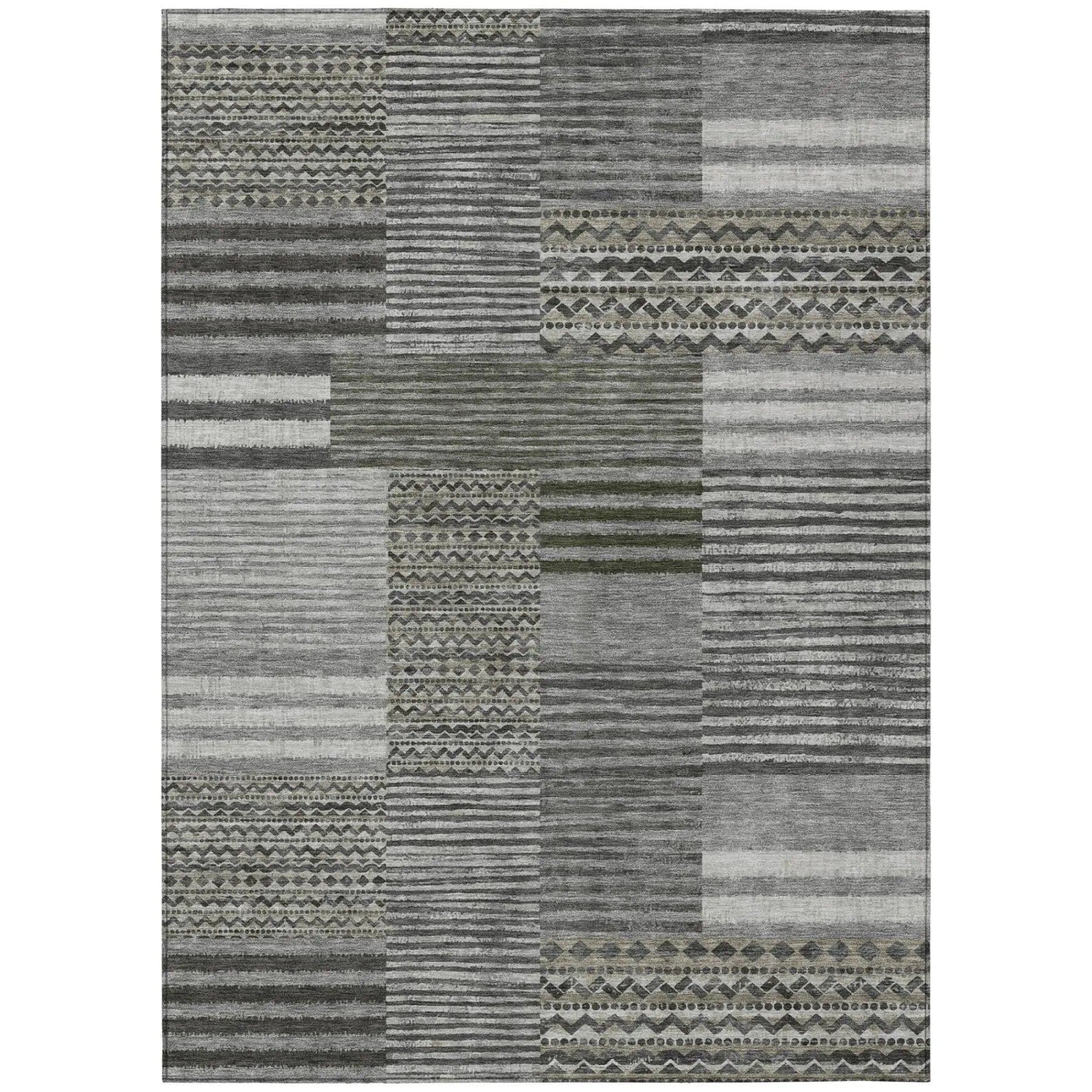 3' X 5' Pewter And Gray Striped Washable Indoor Outdoor Area Rug Homeroots Outdoor