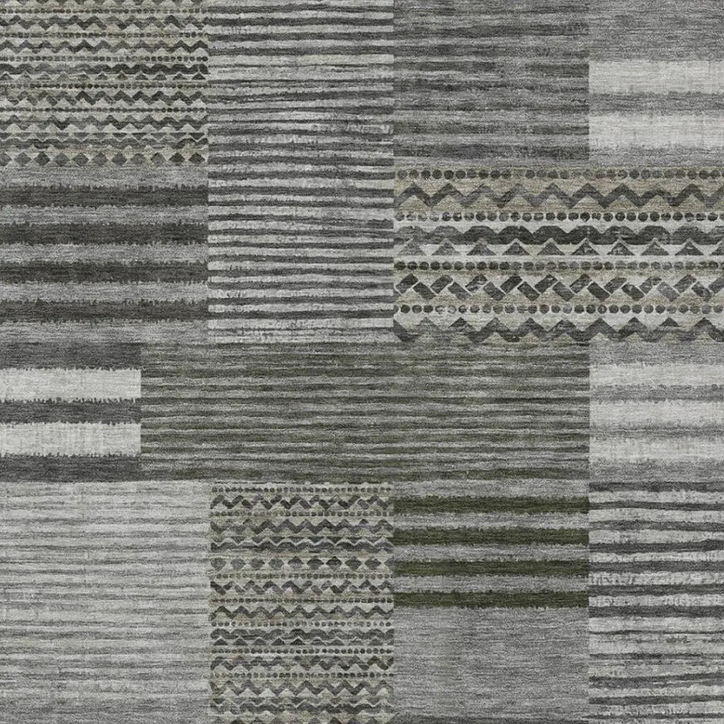 3' X 5' Pewter And Gray Striped Washable Indoor Outdoor Area Rug Homeroots Outdoor