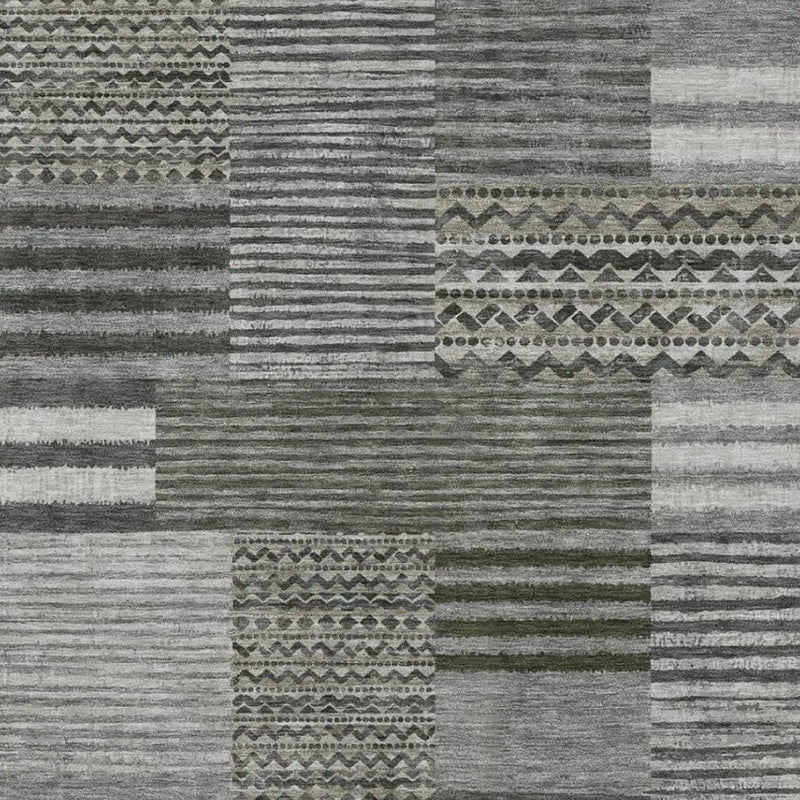 3' X 5' Pewter And Gray Striped Washable Indoor Outdoor Area Rug Homeroots Outdoor