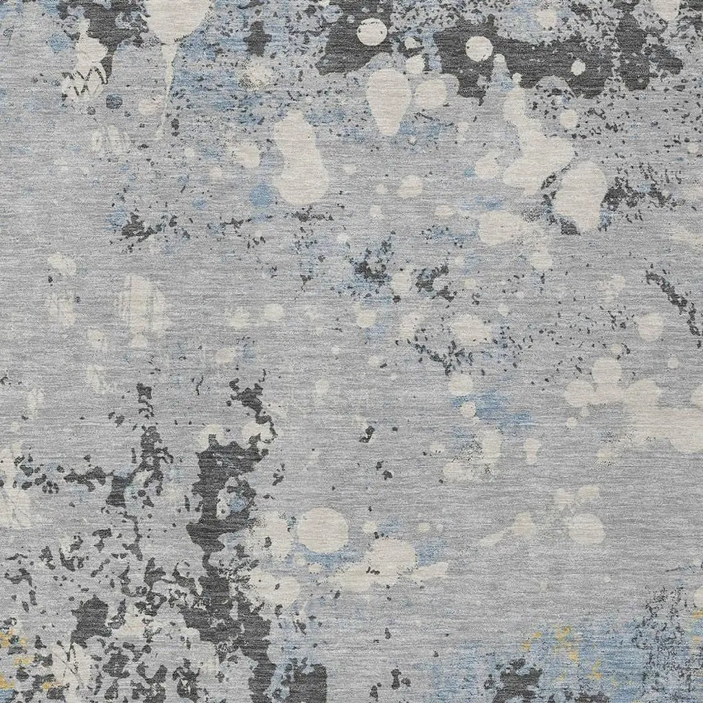 3' X 5' Pewter And Ivory Abstract Washable Indoor Outdoor Area Rug Homeroots Outdoor