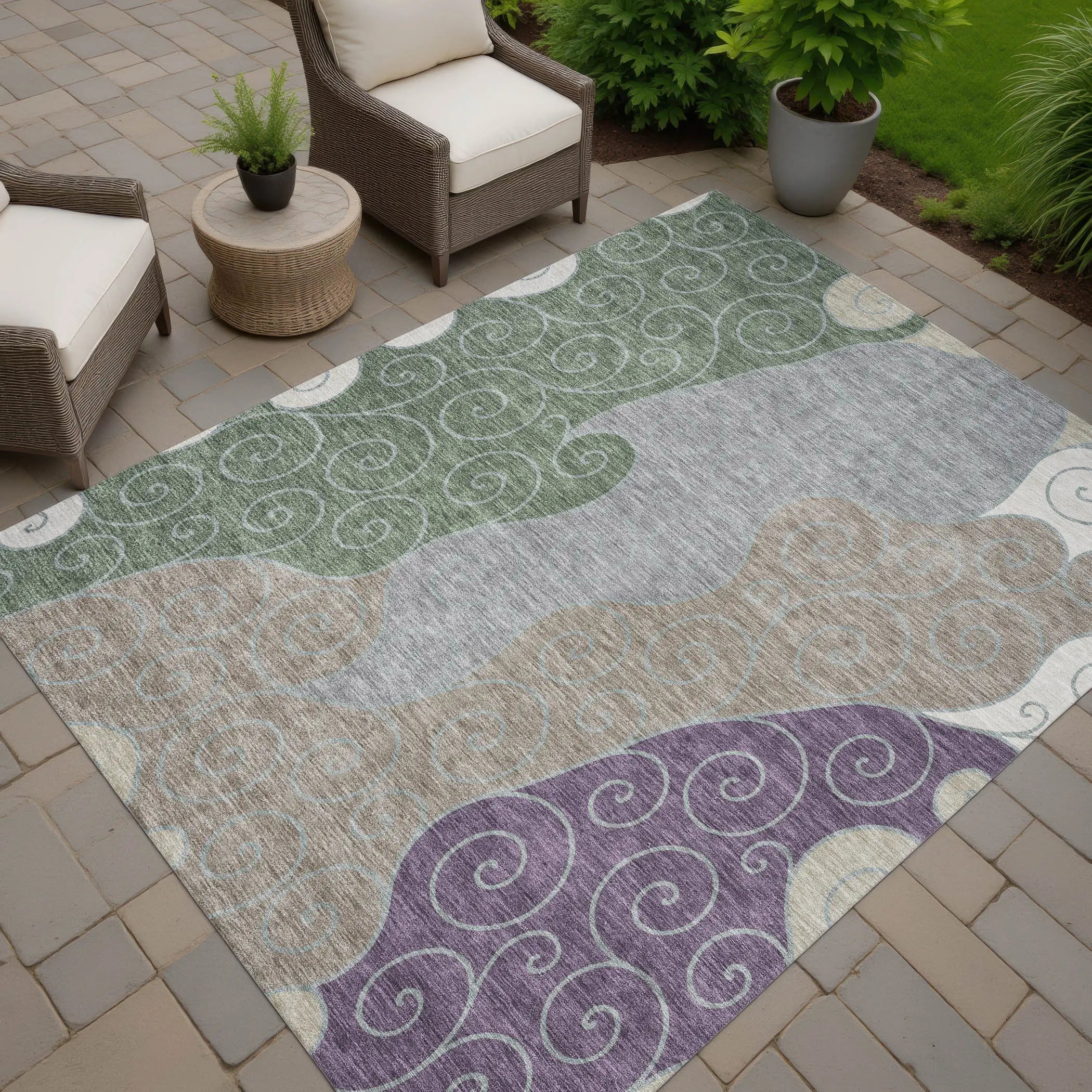 3' X 5' Pewter And Taupe Abstract Washable Indoor Outdoor Area Rug Homeroots Outdoor