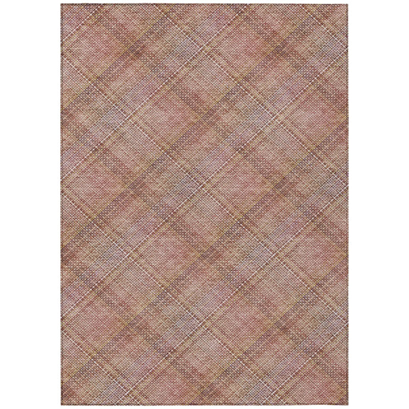 3' X 5' Pink And Beige Plaid Washable Indoor Outdoor Area Rug Homeroots Outdoor