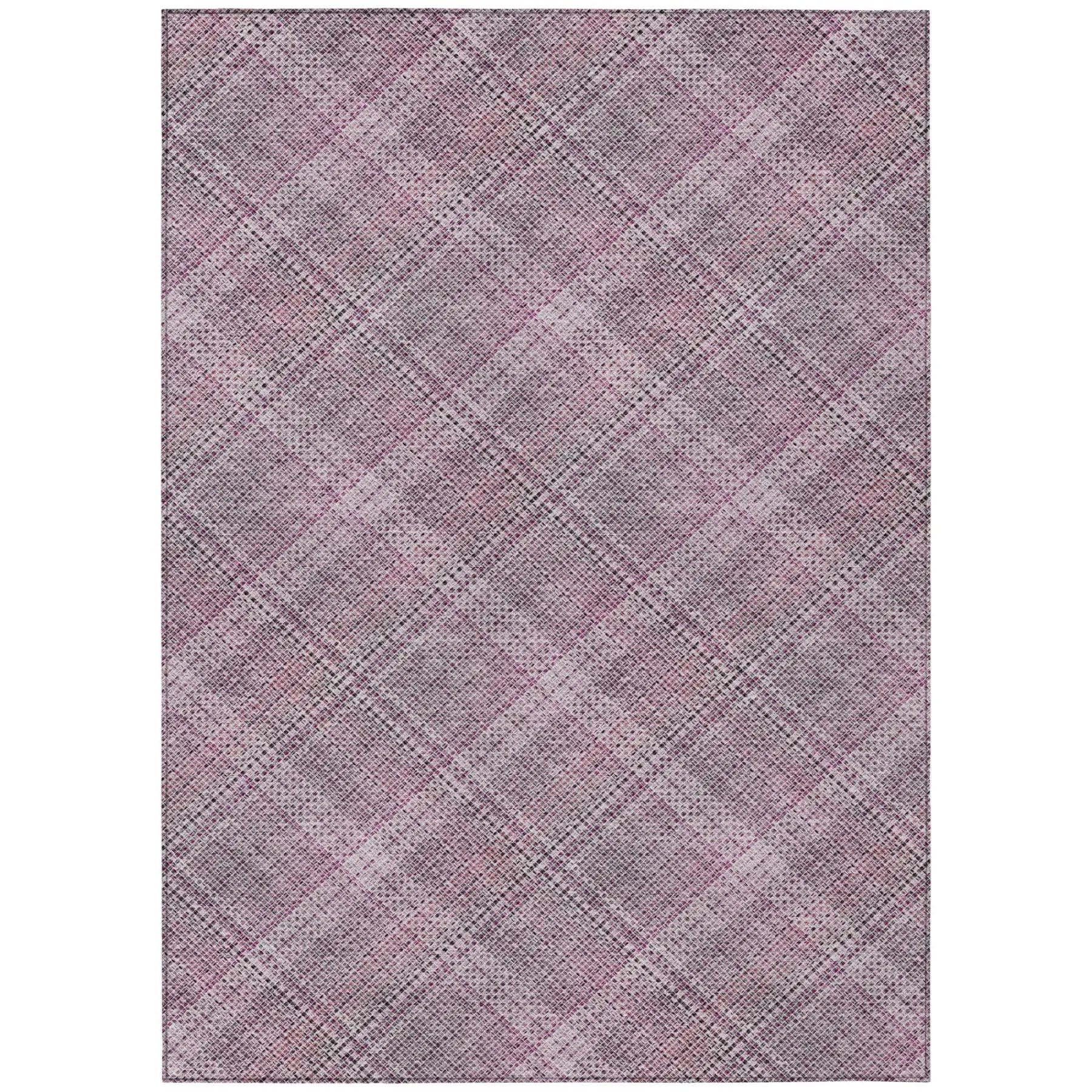 3' X 5' Pink And Blush Plaid Washable Indoor Outdoor Area Rug Homeroots Outdoor