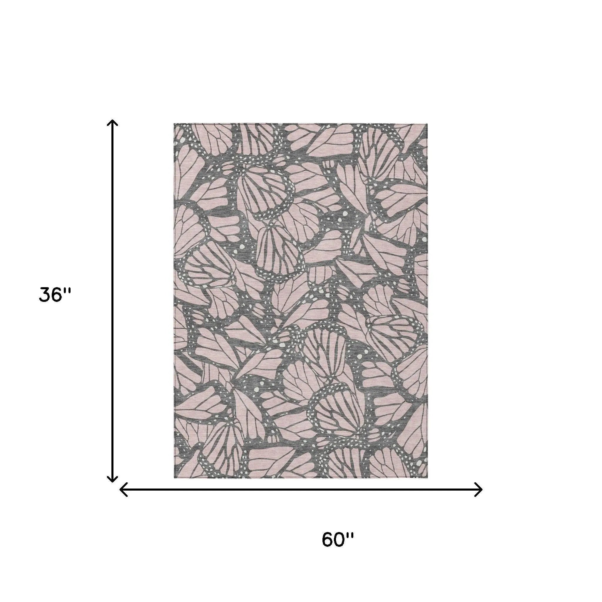 3' X 5' Pink And Graphite Animal Print Washable Indoor Outdoor Area Rug Homeroots Outdoor