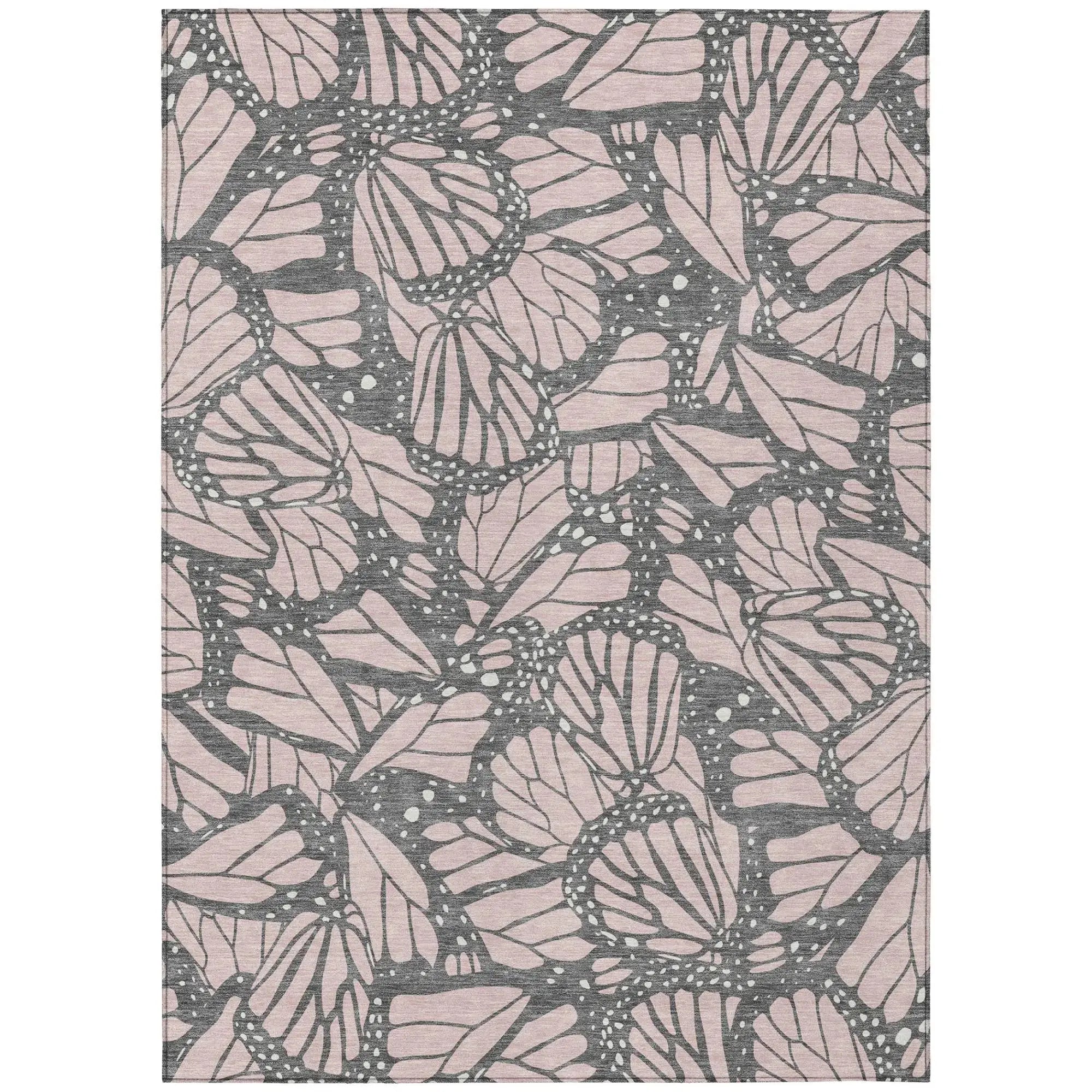 3' X 5' Pink And Graphite Animal Print Washable Indoor Outdoor Area Rug Homeroots Outdoor