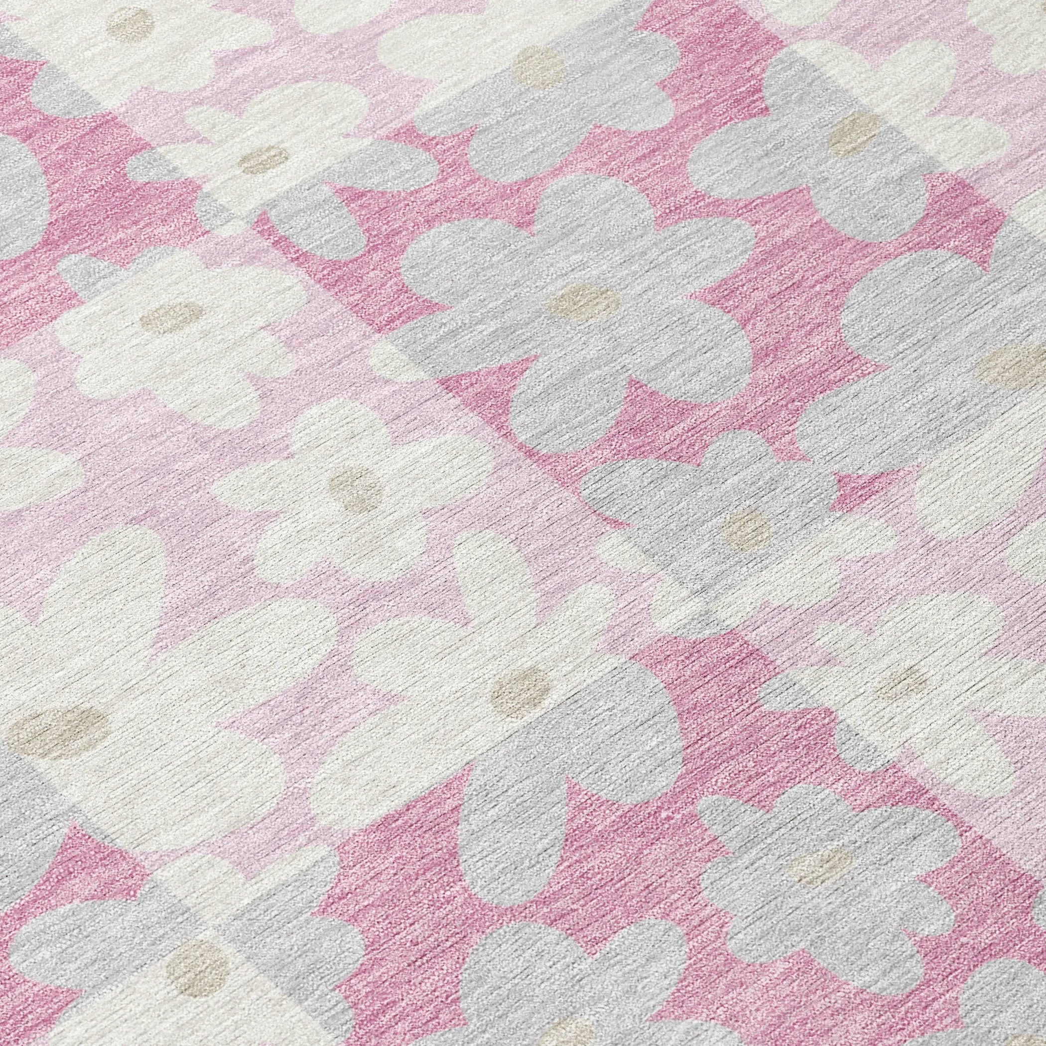 3' X 5' Pink And Gray Floral Washable Indoor Outdoor Area Rug Homeroots Outdoor