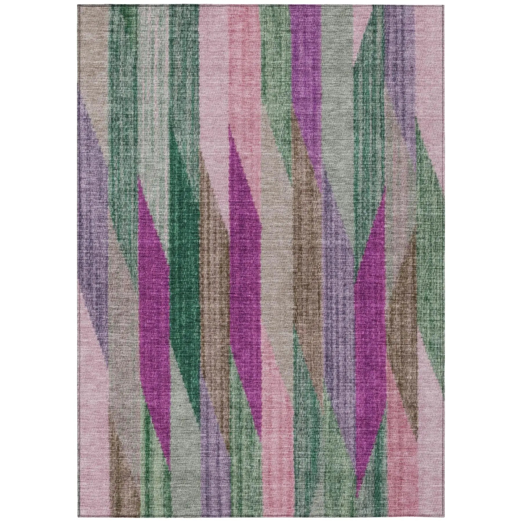3' X 5' Pink And Green Striped Washable Indoor Outdoor Area Rug Homeroots Outdoor