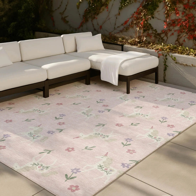 3' X 5' Pink And Ivory Floral Washable Indoor Outdoor Area Rug Homeroots Outdoor