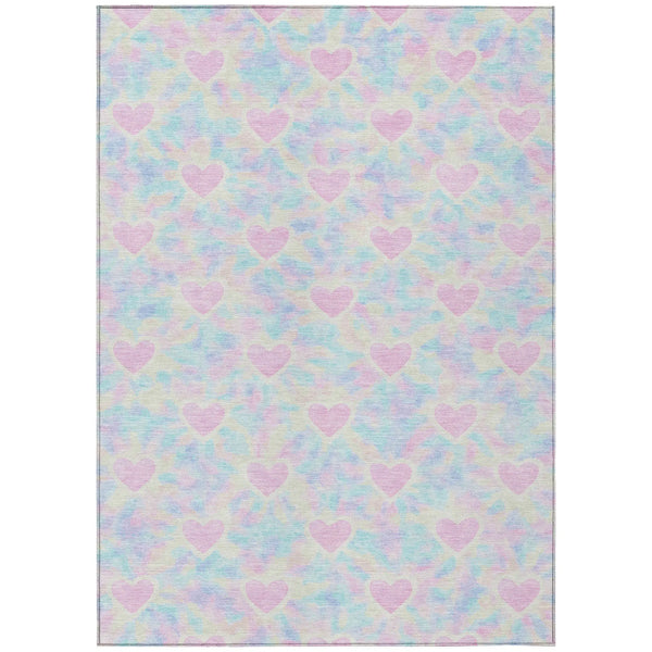 3' X 5' Pink And Ivory Geometric Washable Indoor Outdoor Area Rug Homeroots Outdoor