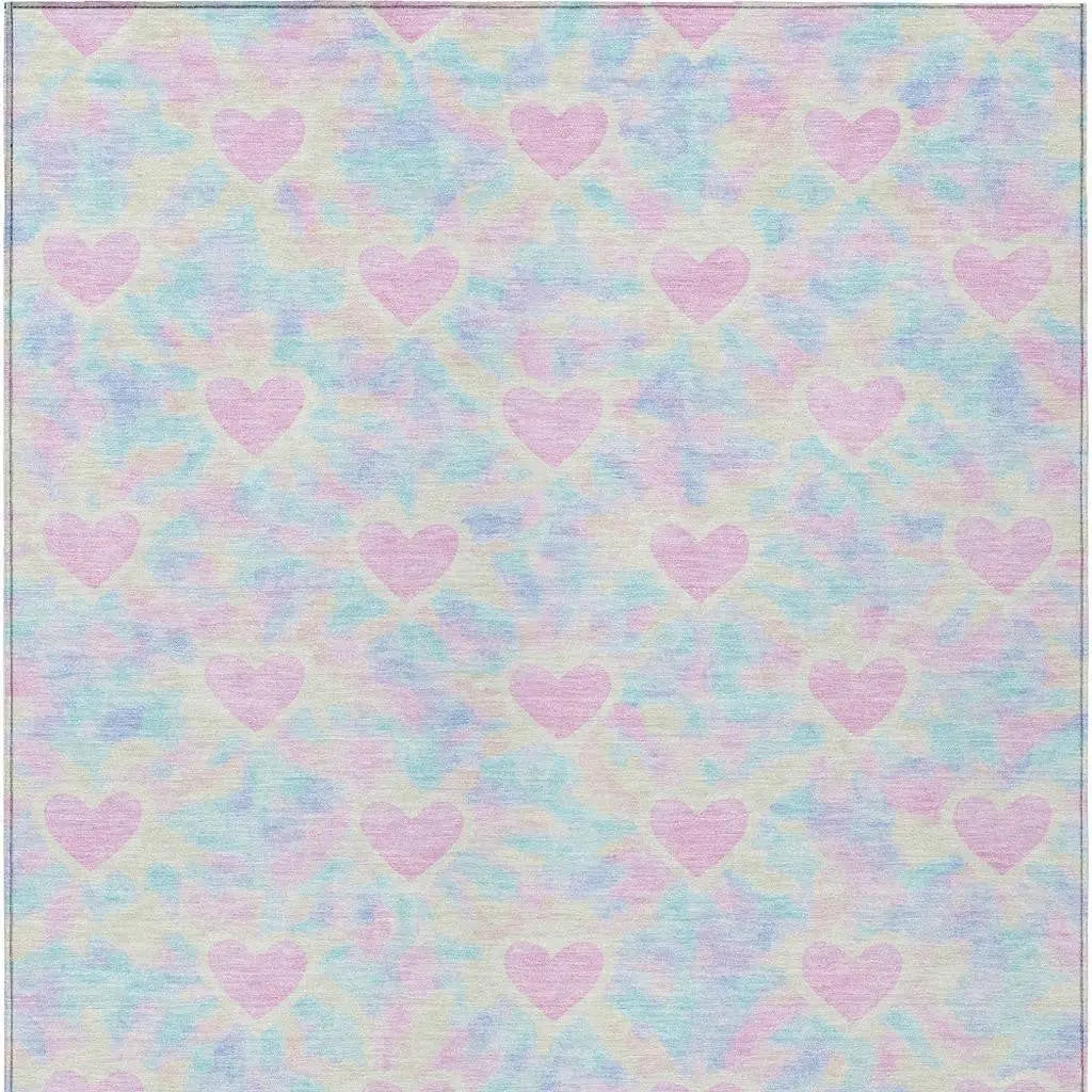 3' X 5' Pink And Ivory Geometric Washable Indoor Outdoor Area Rug Homeroots Outdoor