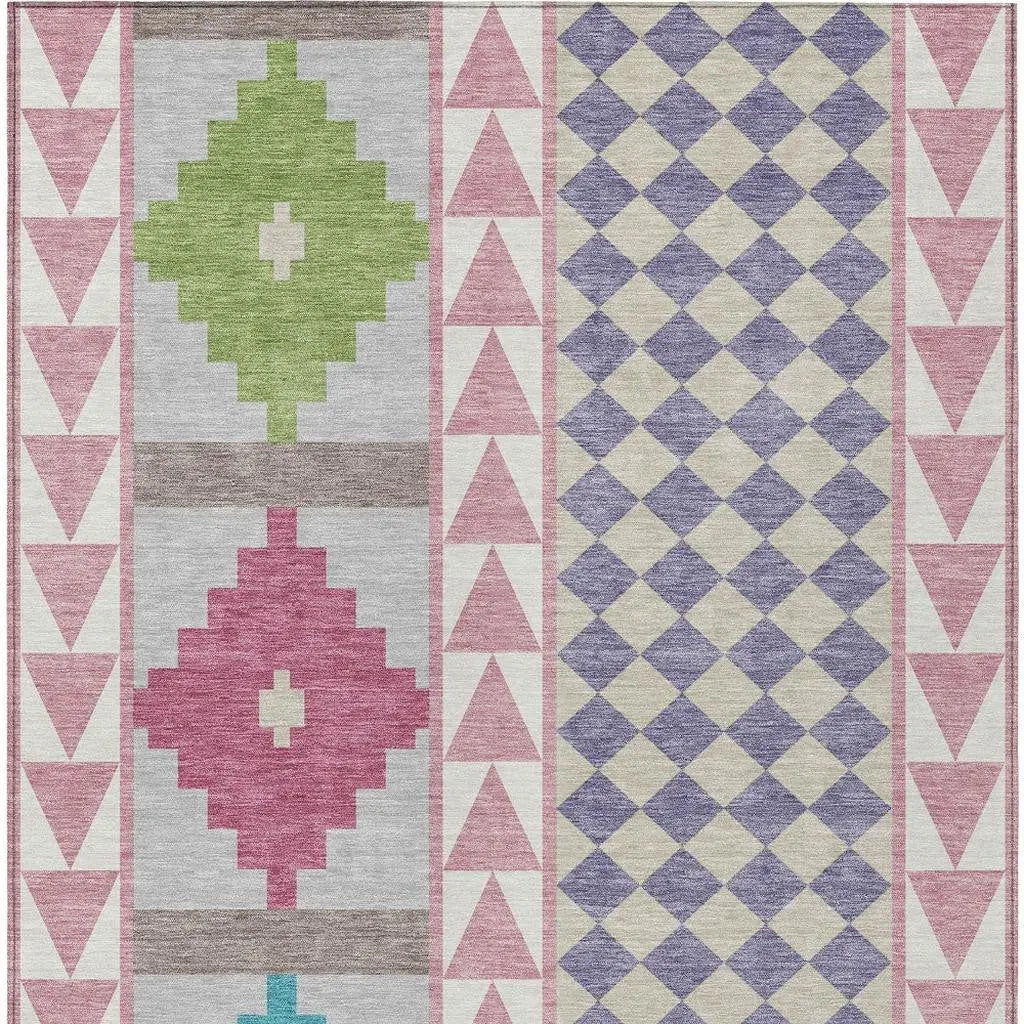 3' X 5' Pink And Ivory Southwestern Washable Indoor Outdoor Area Rug Homeroots Outdoor