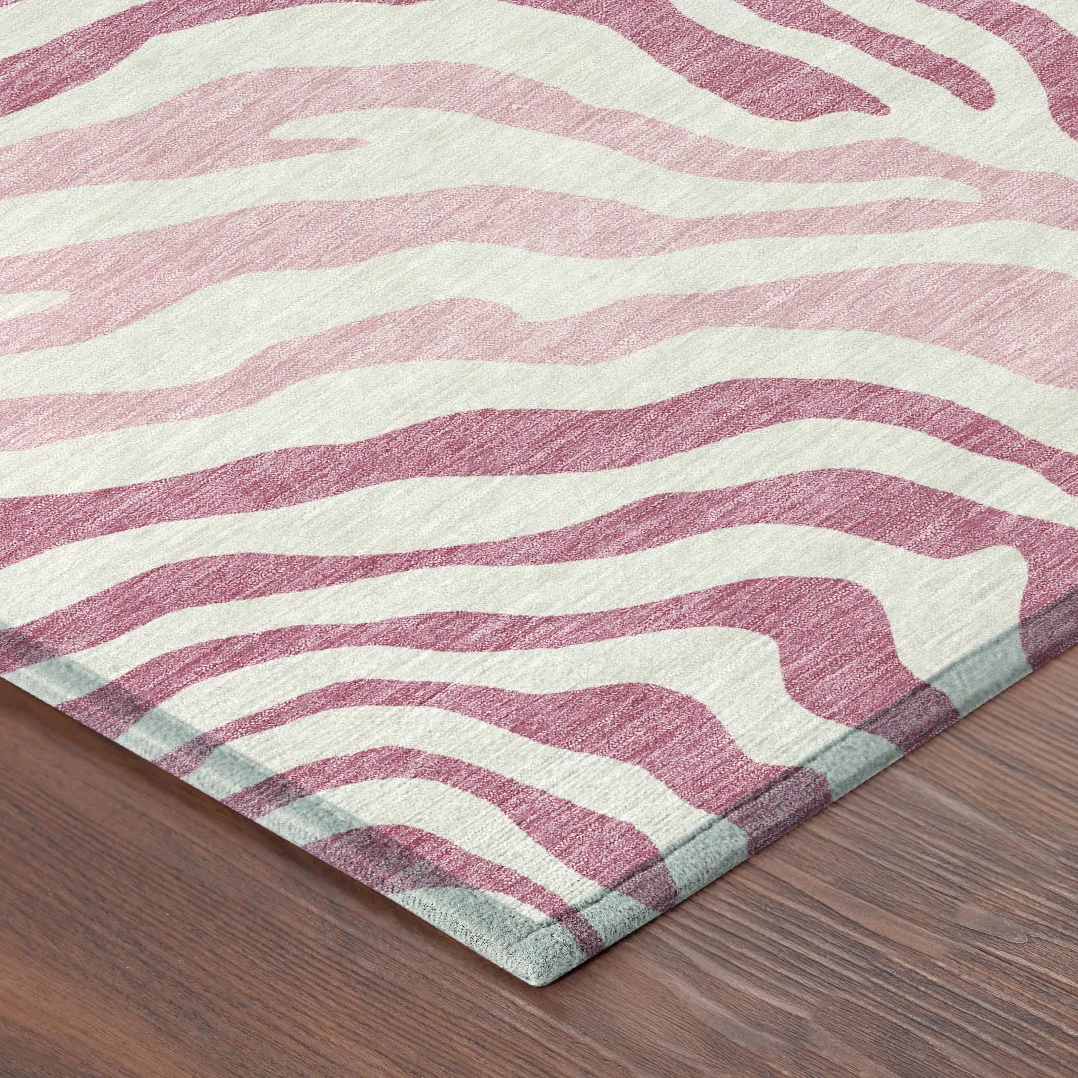 3' X 5' Pink And Ivory Zebra Print Washable Indoor Outdoor Area Rug Homeroots Outdoor