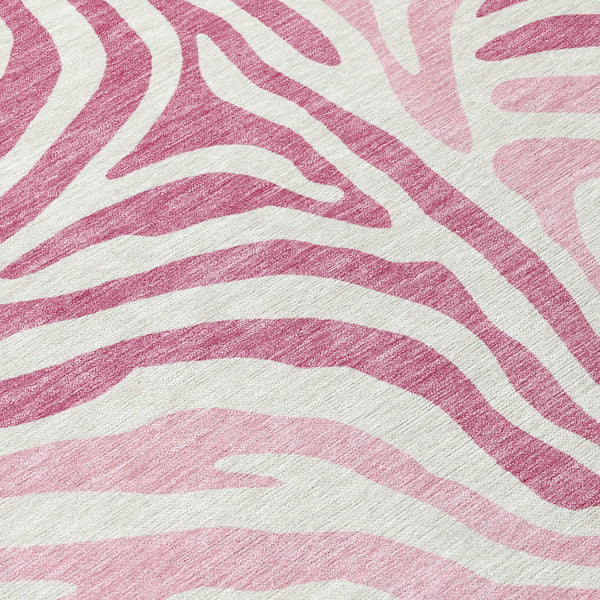 3' X 5' Pink And Ivory Zebra Print Washable Indoor Outdoor Area Rug Homeroots Outdoor