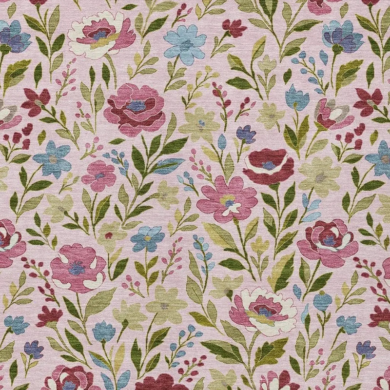 3' X 5' Pink And Linen Floral Washable Indoor Outdoor Area Rug Homeroots Outdoor