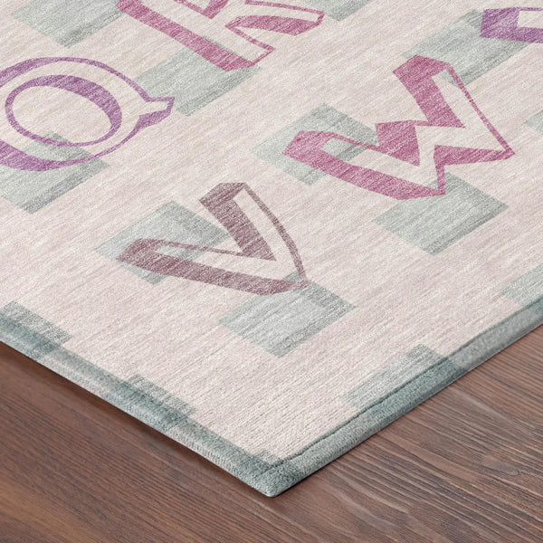 3' X 5' Pink And Linen Geometric Washable Indoor Outdoor Area Rug Homeroots Outdoor