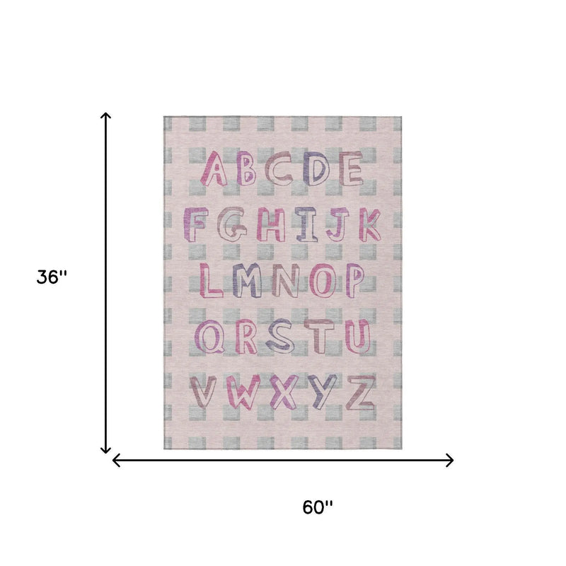 3' X 5' Pink And Linen Geometric Washable Indoor Outdoor Area Rug Homeroots Outdoor