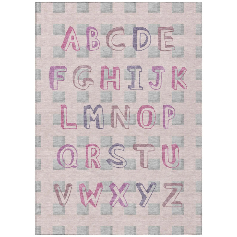 3' X 5' Pink And Linen Geometric Washable Indoor Outdoor Area Rug Homeroots Outdoor